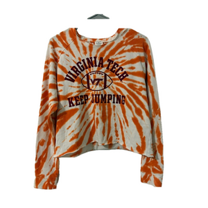 PINK Victoria's Secret Orange and White Tie-Dye Sweater